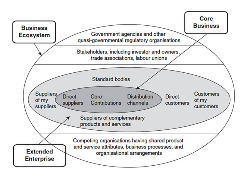 รูปที่ 3 ภาพรวมของ business ecosystem ที่มา : Moore (1996).